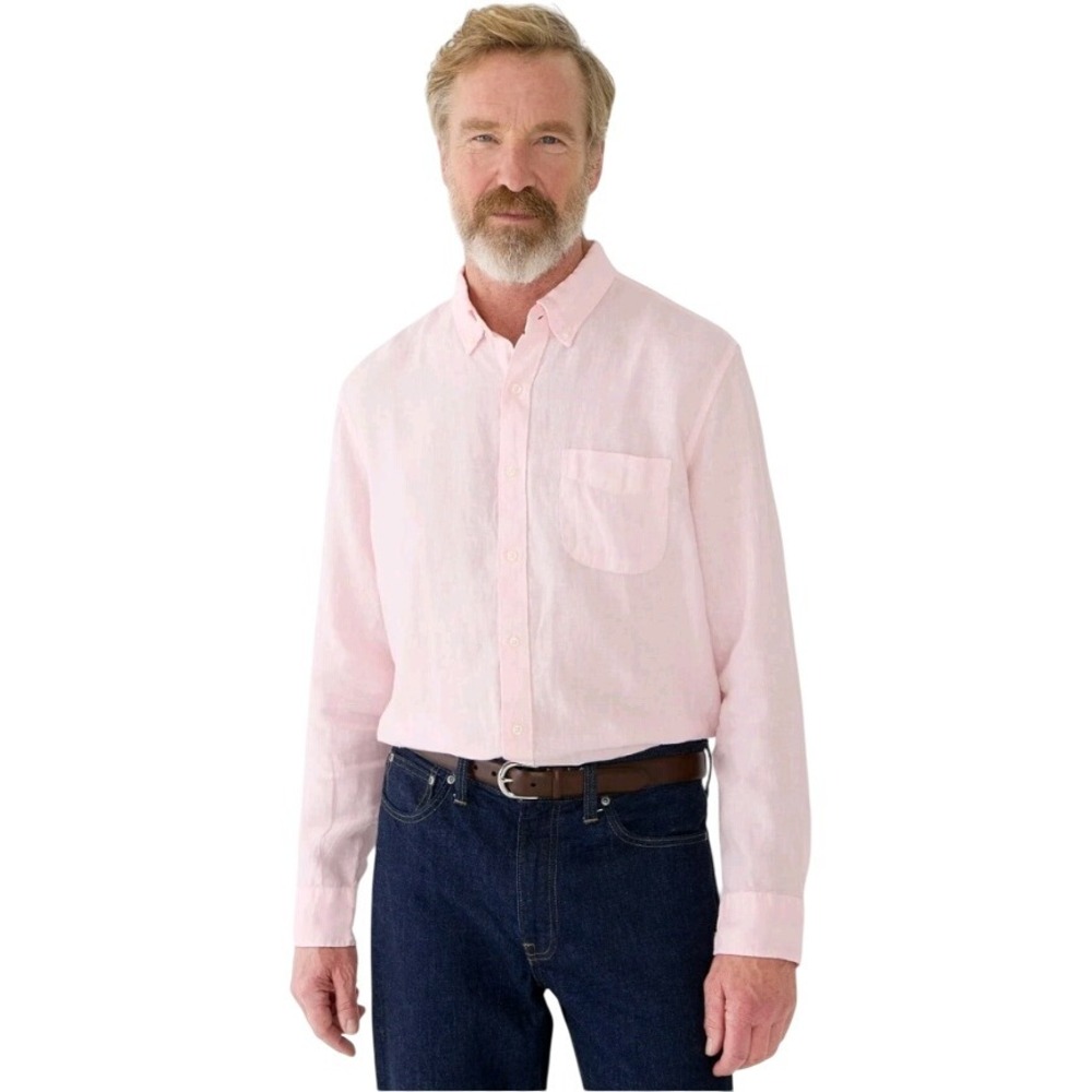J. Crew Mens Pink Long Sleeve Button-Down Linen Shirt - Size XXL‎ NWT $110